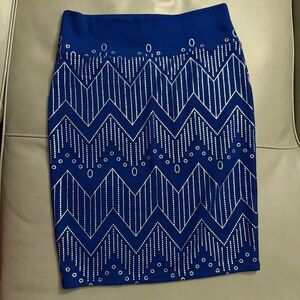 LuLaRoe Blue and White Geometric Pencil Skirt